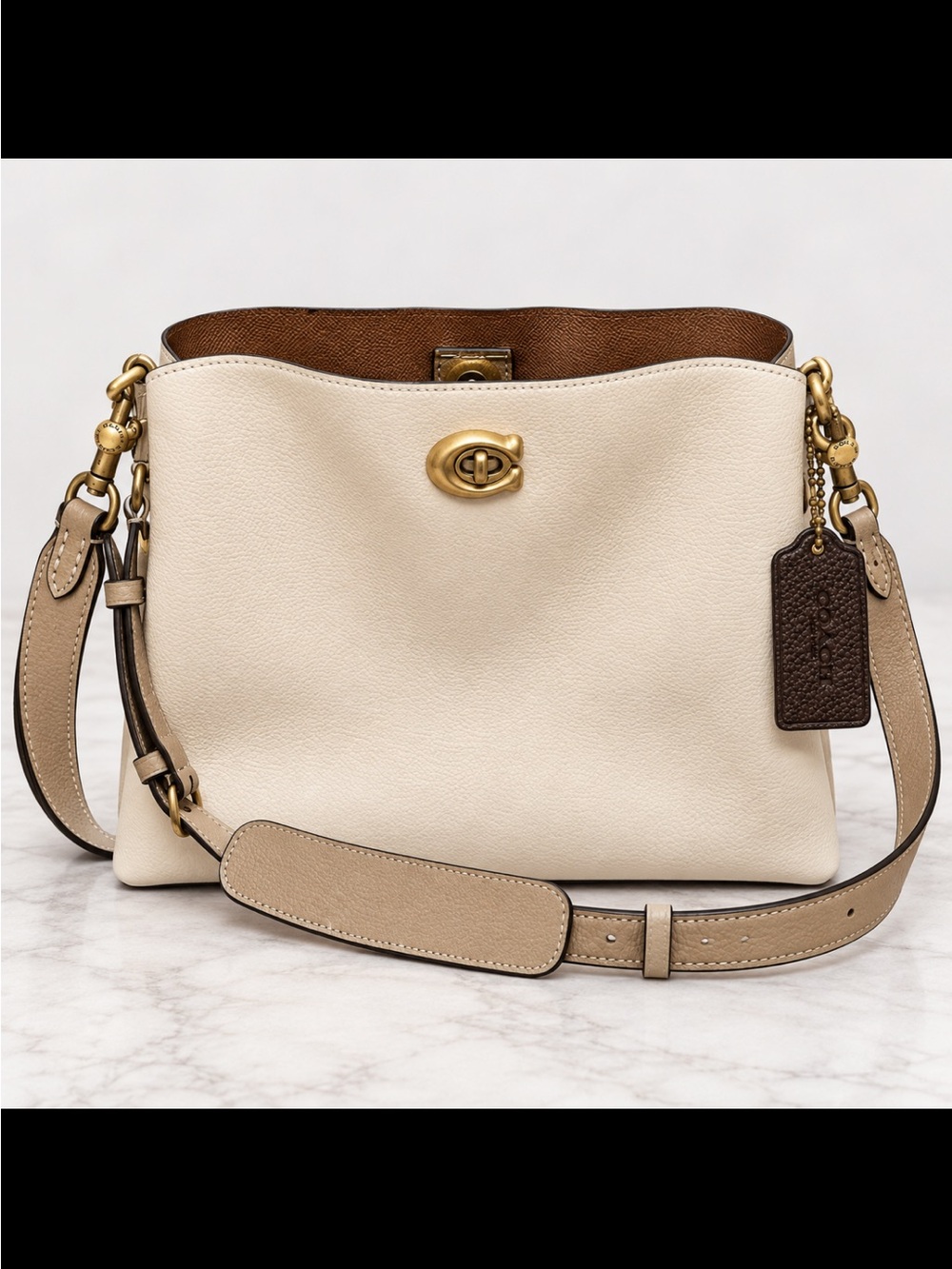 Coach Rogue 25 leather bag in a beautiful neutral chalk/ivory and taupe colorway